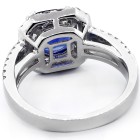 2.75 Cts Cushion Cut Blue Gemstone Diamond Cushion Halo Engagement Ring Set in 18K White Gold